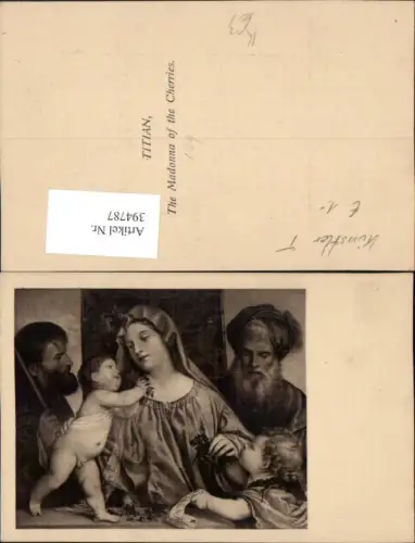 394787,Künstler AK Titian The Madonna of the Cherries Maria Jesus Religion