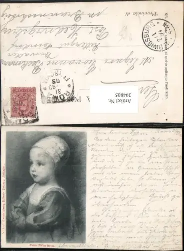 394805,Künstler AK Van Dyck Putto Kind m. Haube Portrait