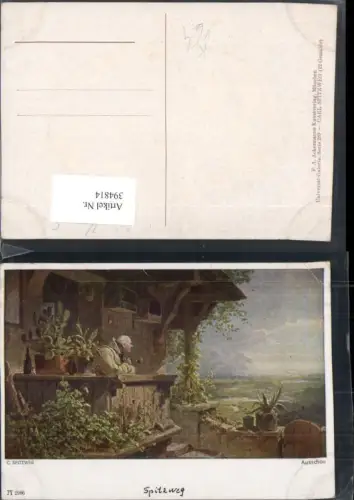 394814,Künstler AK C. Spitzweg Ausschau Mann m. Pfeife pub A. Ackermann 2986