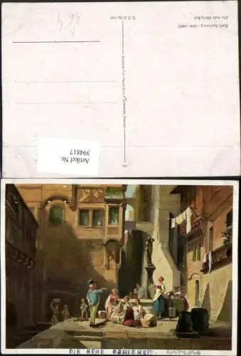 394817,Künstler AK Karl Spitzweg Die hohe Obrigkeit Stadt Brunnen