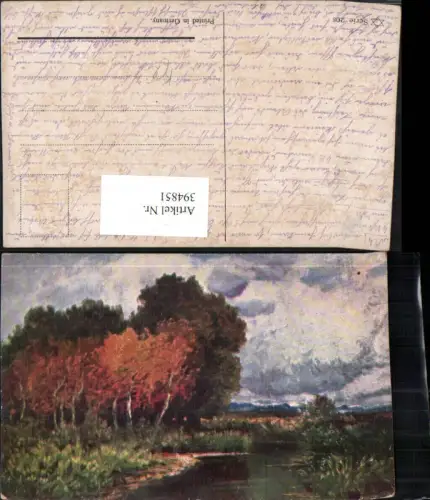394851,Künstler AK Landschaft Fluss Bäume