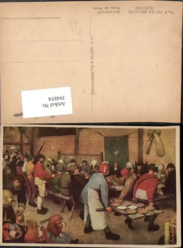 394854,Künstler AK Pieter Breughel Boerenbruiloft Fest Krüge Teller