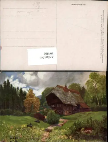 394907,Künstler AK H. D'Eu de Perthes Schwarzwaldhäuser Wiesengrund