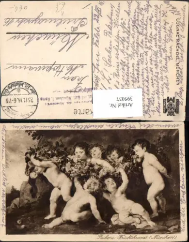 395037,Künstler AK Rubens Früchtekranz nackte Kinder