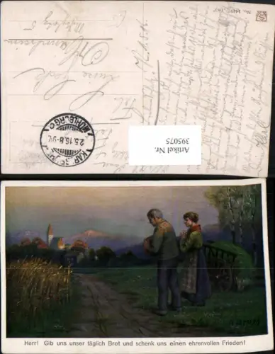 395075,Künstler AK A. Broch Bauern b. Beten Ernste Wegpartie