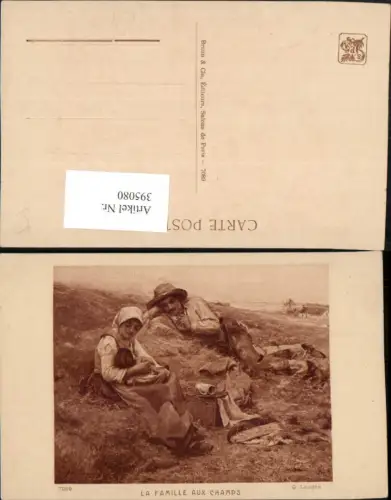 395080,Künstler AK G. Laugee La Famille aux Champs Picknick Familie Kind