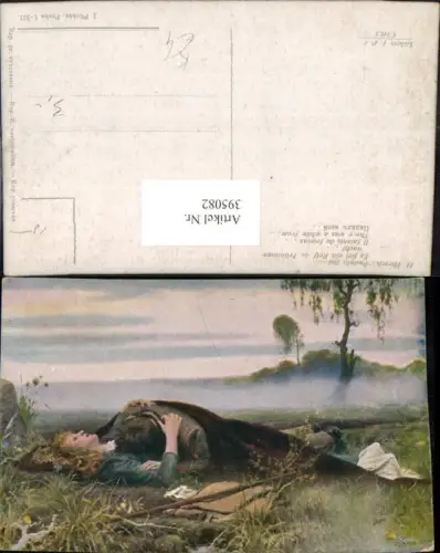 395082,Künstler AK H. Hirsch Es fiel ein Reif in Frühlingsnacht Liebe Paar