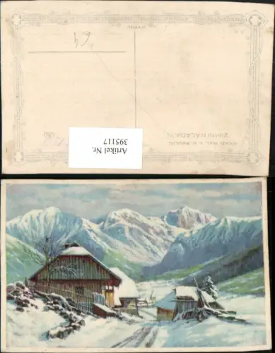 395117,Künstler AK A. K. Pavlik Zimni Nalada Winterlandschaft Haus Bergkulisse
