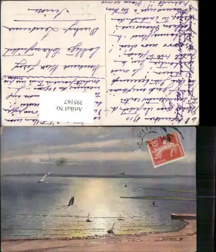 395167,Künstler AK G. Romin Strand Küste Segelboote Boote