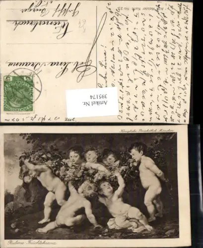 395174,Künstler AK Rubens Früchtekranz Nackte Kinder