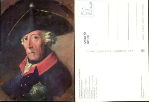 403300,Künstler AK J. H. Chr. Franke Friedrich II Mann m. Hut Portrait pub VEB