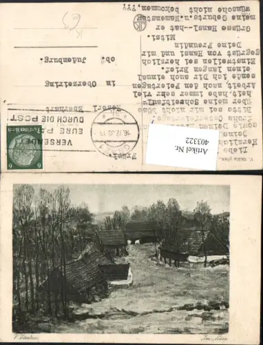 403322,Künstler AK V. Skala Im März Landschaft Häuser