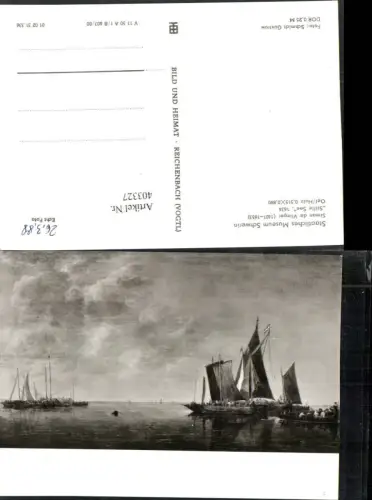 403327,Künstler AK Simon de Vlieger Stille See Segelboote Boote pub VEB