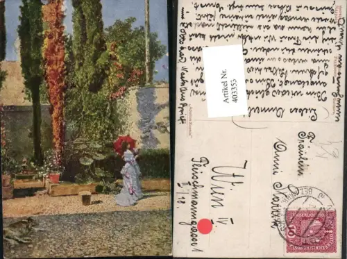 403353,Künstler AK Madrazo Solitaire Frau m. Kleid Schirm