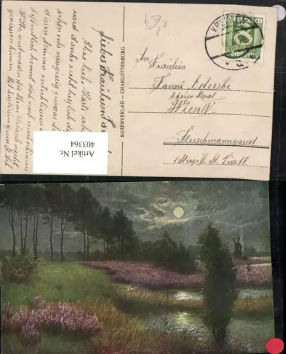 403364,Künstler AK Landschaft Mondschein pub Bärenverlag Charlottenburg