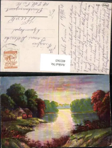 403365,Künstler AK G. Fiebiger Landschaft See Haus