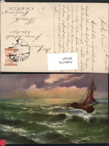 403367,Künstler AK Meer Segelboot Boot Wellen