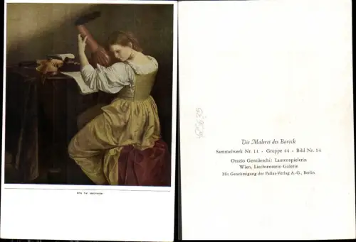 425635,Künstler Ak Orazio Gentileschi Lautenspielerin Laute Musik Barock