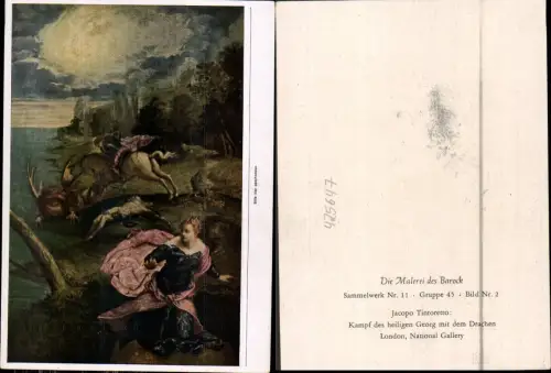 425647,Künstler Ak Jacopo Tintoretto Kampf d. heiligen Georg m. d. Drachen Barock