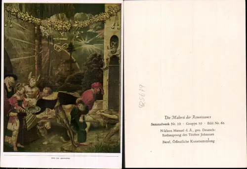 425679,Künstler Ak Niklaus Manuel d. Ältere Enthauptung d. Täufers Johannes Tod Religion Renaissance