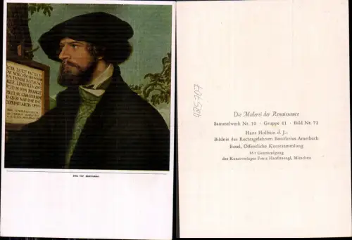 425707,Künstler Ak Hans Holbein d. Jüngere Bildnis d. Rechtsgelehrten Bonifazius Amerbach Renaissance