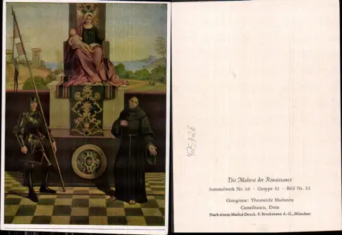 425726,Künstler Ak Giorgione Thronende Madonna Mönch Ritter Rüstung Renaissance