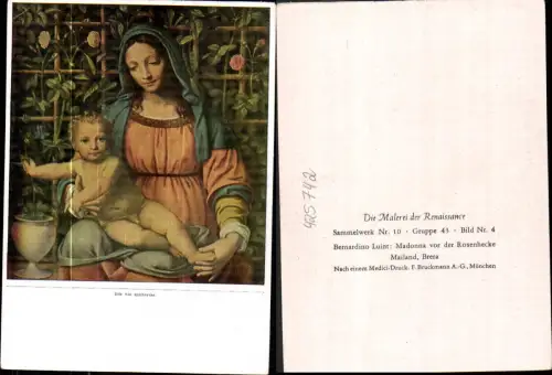 425742,Künstler Ak Bernardino Luint Madonna v. d. Rosenhecke Blumen Mutter Kind Renaissance