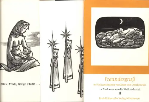 430603,Künstler Ak Holzschnitt 12 Ak Ernst v. Dombrowski Weihnachtszeit Freundesgruß