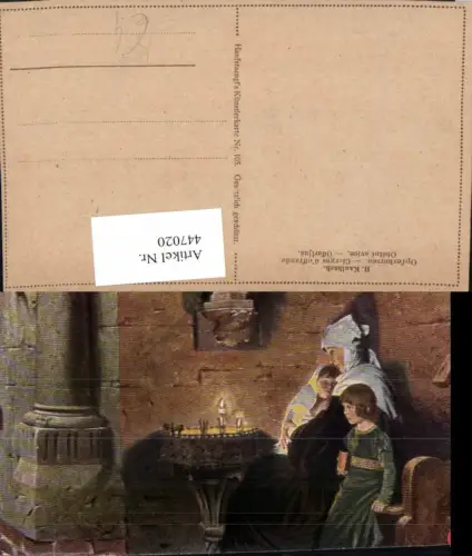 447020,Künstler AK H. Kaulbach Opferkerzen Frau Mutter m. Kinder