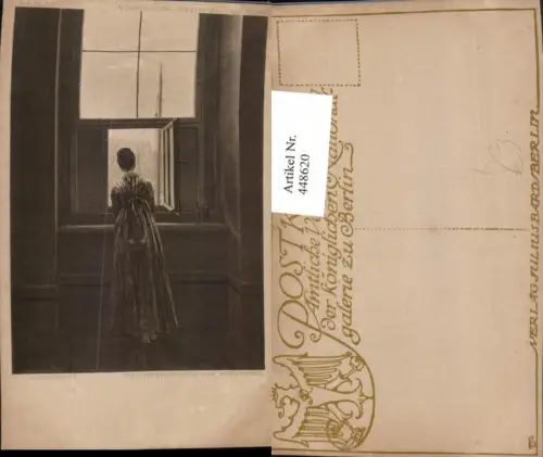 448620,Künstler AK Berlin C. D. Friedrich Frauengestalt am Fenster