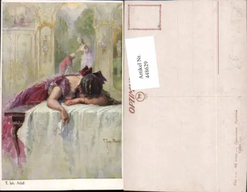 448629,Künstler AK T. Joh. Adolf Vorbei Frau weint Trauer Tuch