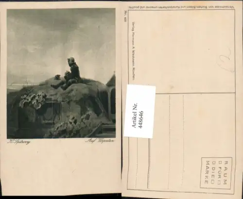 448646,Künstler AK K. Spitzweg Auf Vorposten Mann Uniform