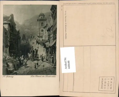 448648,Künstler AK K. Spitzweg Der Besuch des Landesvaters Kutsche