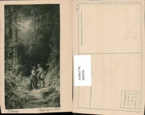 448656,Künstler AK K. Spitzweg Begegnung im Walde Wald