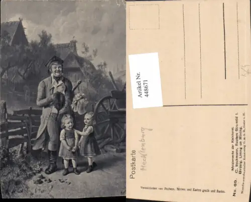448671,Künstler AK C. Beckmann Lining un Mining Mann m. Mütze Kinder