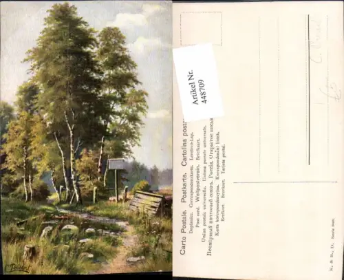 448709,Künstler AK C. Present Landschaft Wald Bäume Wegpartie