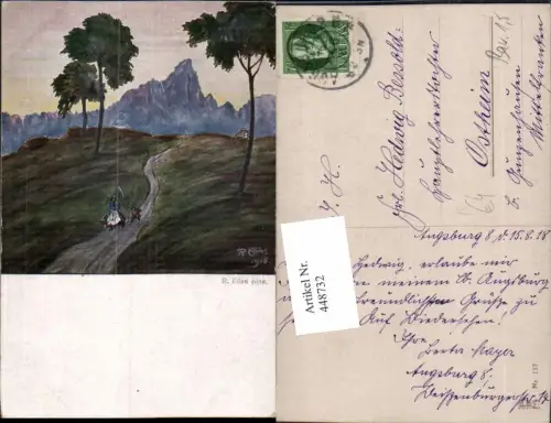 448732,Künstler AK R. Elias Landschaft Wegpartie Bergkulisse