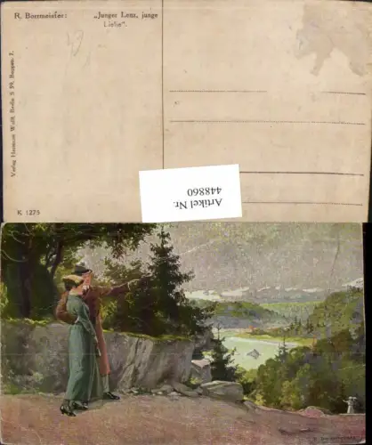 448860,Künstler AK R. Borrmeister Junger Lenz junge Liebe Paar