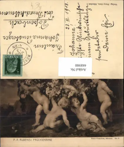 448900,Künstler AK P. P. Rubens Früchtekranz Nackte Kinder