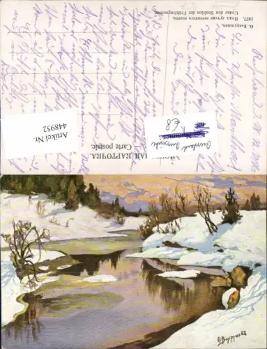 448952,Russische Künstler AK Russland Frühlingssonne Landschaft Fluss