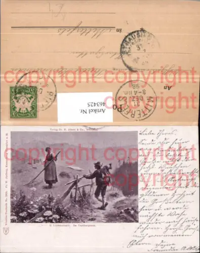463425,Künstler AK H. Lindenschmit Vorübergehen Tracht Wanderer