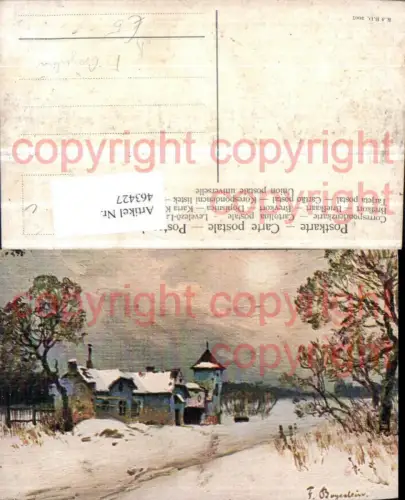 463427,Künstler AK F. Bayerlein Winterlandschaft Haus