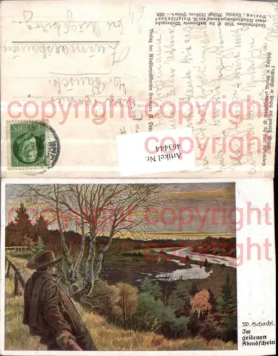 463444,Künstler AK W. Schacht Im goldenen Abendschein Landschaft