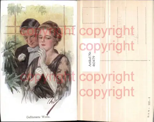 463479,Künstler AK P. Flatcher Geflüsterte Worte Paar Liebe pub B.K.W.I. 223euro4