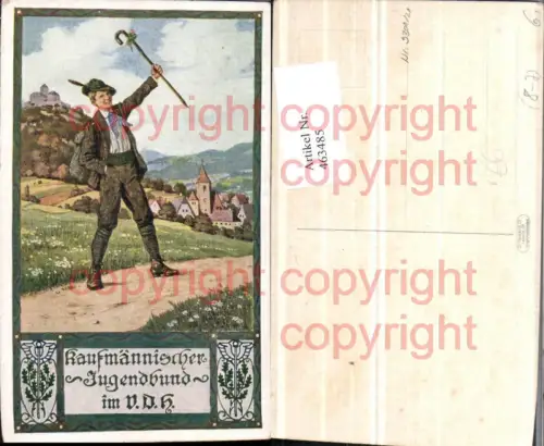 463485,Künstler AK Wanderer Dorf pub Kaufmännischer Jugendbund Trenkler Co