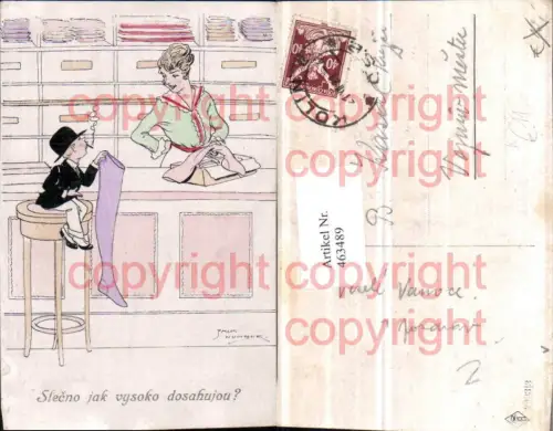 463489,Künstler AK Jalk Number Humor Bub Zigarette Strumpf Geschäft