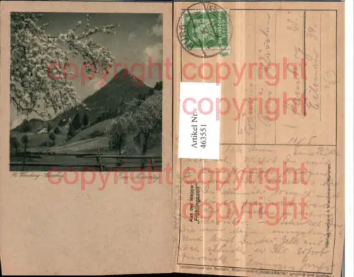 463551,Künstler AK R. Wörsching Starnberg Maientag Landschaft Baumblüte