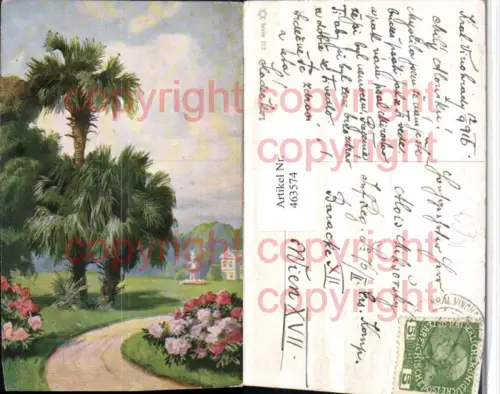 463574,Künstler AK Landschaft Palmen