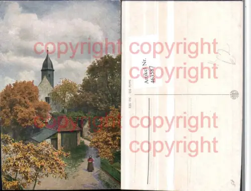 463587,Künstler AK Dorf Kirche