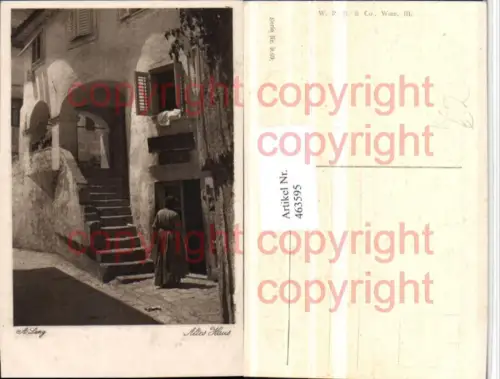 463595,Künstler AK A. Lang Altes Haus Motiv Stiege
